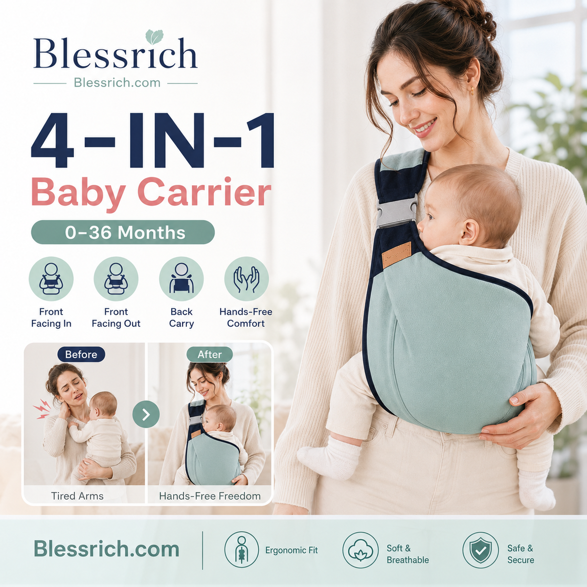 🎉 2026 Sale — Over 30,000 Sold! 👶 4-in-1 Breathable Baby Carrier – 0-36 Months, Front/Back/Facing In/Out – Hands-Free Comfort for Parent & Baby! ✨