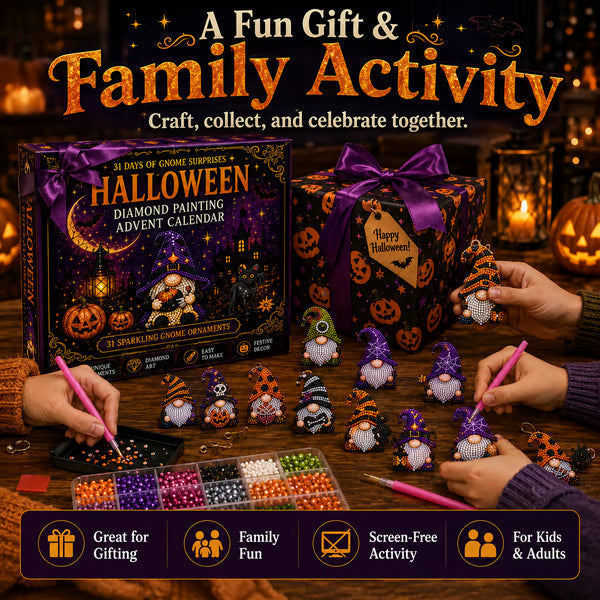 🎃💎 31-Day Halloween Diamond Painting Advent Calendar – DIY Gnome Ornament Countdown Kit