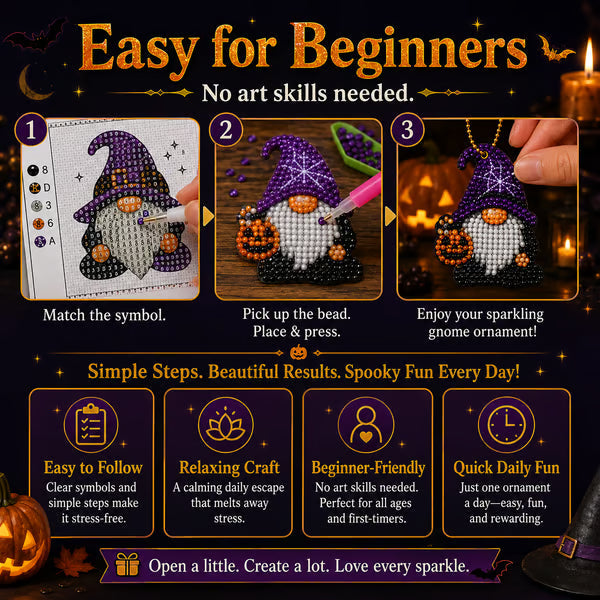 🎃💎 31-Day Halloween Diamond Painting Advent Calendar – DIY Gnome Ornament Countdown Kit