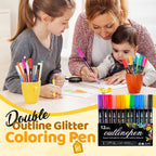 🎅Christmas Special Deals £7.95!!⚡50K+ SOLD!🎁Double Outline Glitter Coloring Pen Set