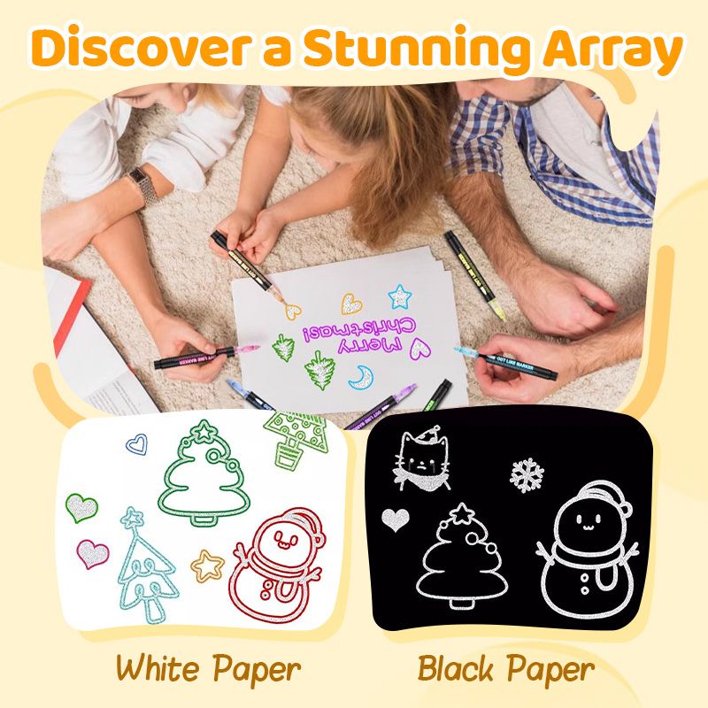 🎅Christmas Special Deals £7.95!!⚡50K+ SOLD!🎁Double Outline Glitter Coloring Pen Set